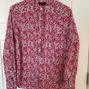 J. Crew Liberty Red and White Floral Shirt